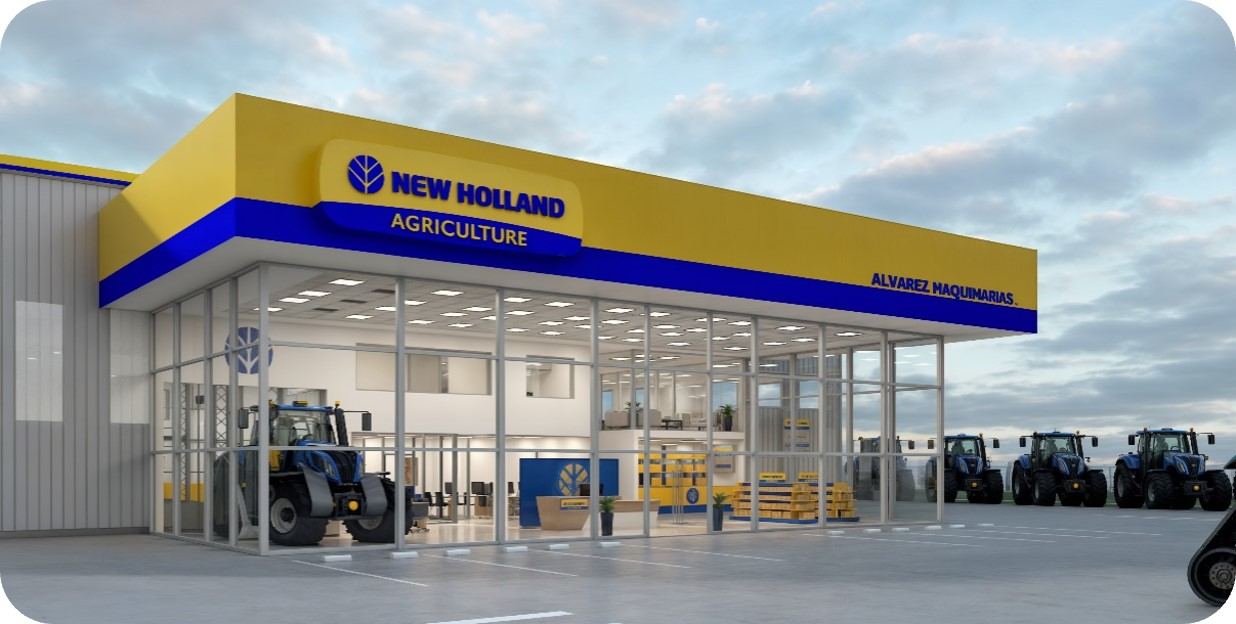 Proyecto de fachada New Holland Agriculture en etapa de anteproyecto